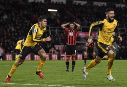Trijų įvarčių deficitą panaikinęs "Arsenal" sensacingai išplėšė tašką prieš "Bournemouth" (VIDEO)