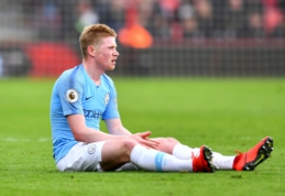 P. Guardiola: "Kurį laiką teks žaisti be De Bruyne"