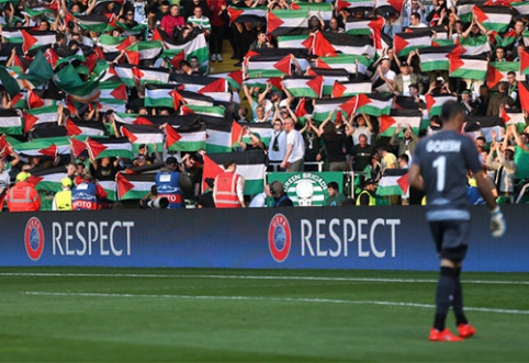 "Celtic" fanams atsirūgo mojavimas Palestinos vėliavomis