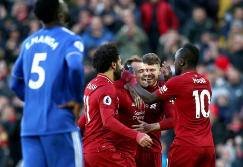 Be pralaimėjimų toliau žygiuojantis "Liverpool" įsūdė keturis įvarčius į "Cardiff" vartus