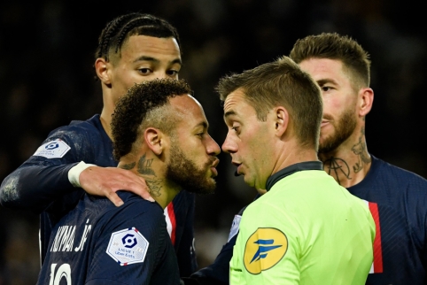 Neymaras išvytas iš aikštės už vaidybą, tačiau K. Mbappe išplėšė pergalę PSG