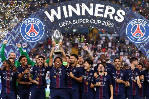 Išsigelbėjusi PSG ekipa laimėjo UEFA Supertaurės trofėjų