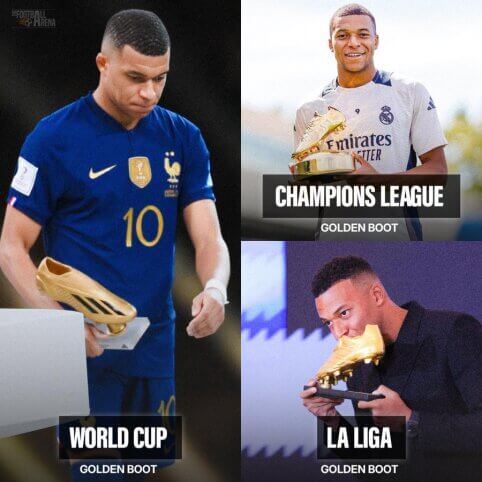 K. Mbappe pirmasis laimėjo šiuos tris „Auksinius batelius“
