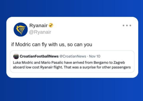 „Ryanair“ džiaugiasi L. Modričiaus sprendimu išmėginti jų skrydį
