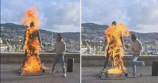 Madeiroje beprotis padegė C. Ronaldo statulą