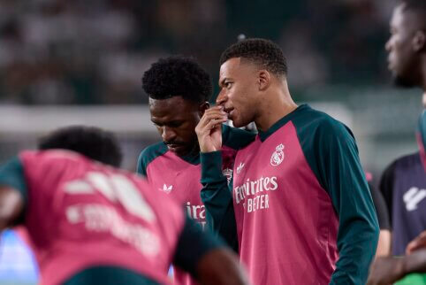 Neraminantys „Real“ ženklai: K. Mbappe ir Vinicius rungtynių metu vis dar stipriai persidengia pozicijomis